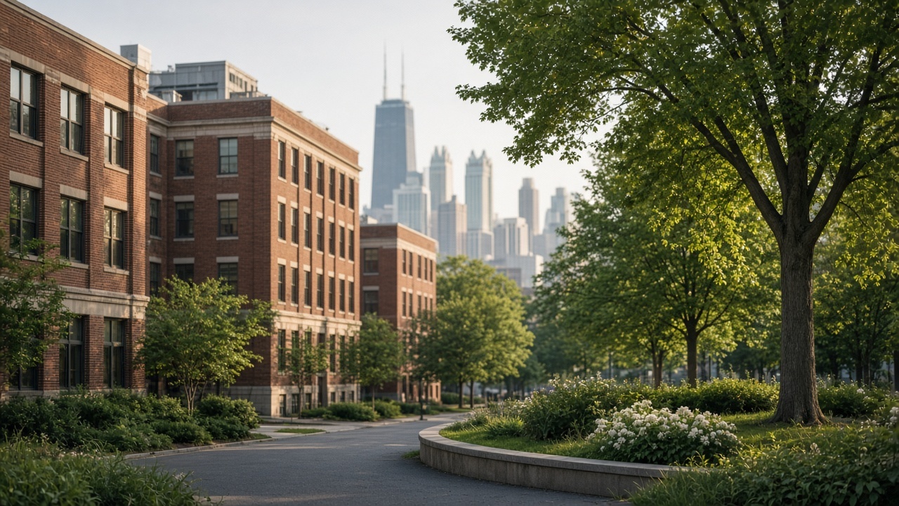 Chicago Medical District brick campus and urban greens illustrating Rush ABSN prerequisites for GEM planning