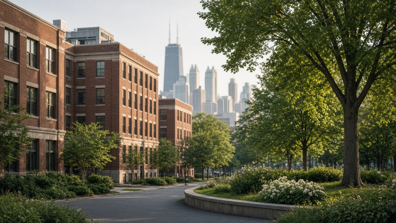 Chicago Medical District brick campus and urban greens illustrating Rush ABSN prerequisites for GEM planning