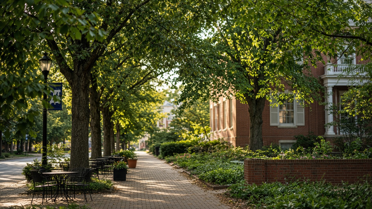 Chapel Hill campus greens and brick academic buildings with Franklin Street vibe for UNC Eshelman PharmD prerequisites planning (no UNC logos, seals, or wordmarks)